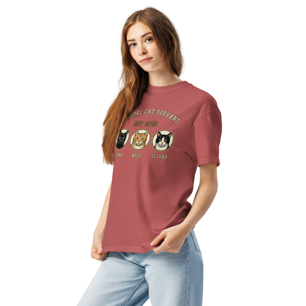 [CUSTOM] Official Cat Servant Shirt — Vintage Retro Cat Lover Heavyweight Tee