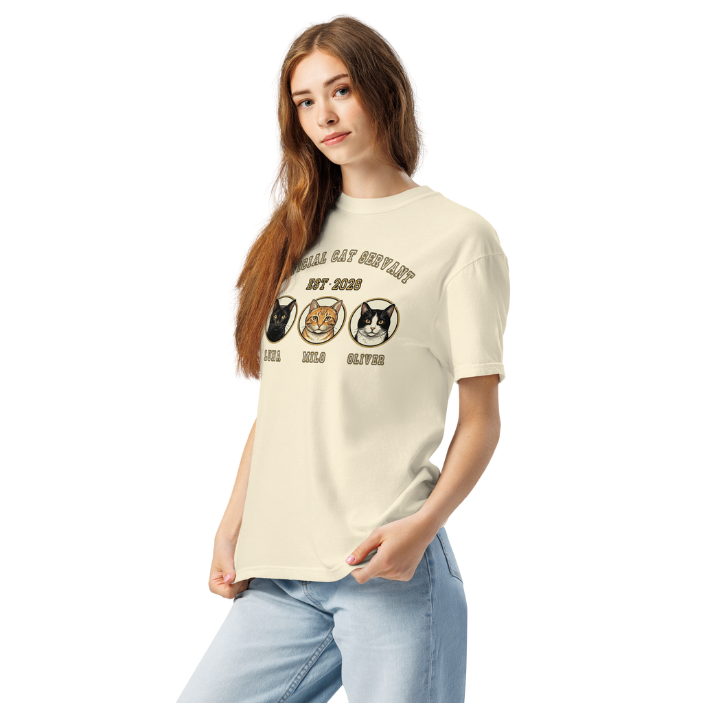 [CUSTOM] Official Cat Servant Shirt — Vintage Retro Cat Lover Heavyweight Tee