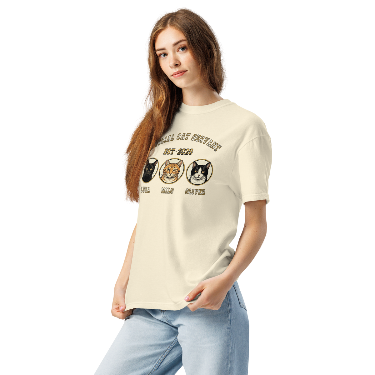 [CUSTOM] Official Cat Servant Shirt — Vintage Retro Cat Lover Heavyweight Tee