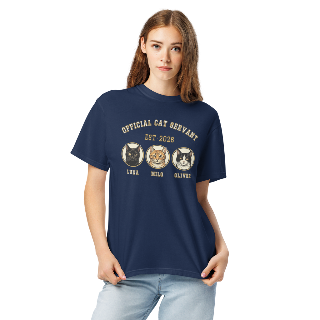 [CUSTOM] Official Cat Servant Shirt — Vintage Retro Cat Lover Heavyweight Tee