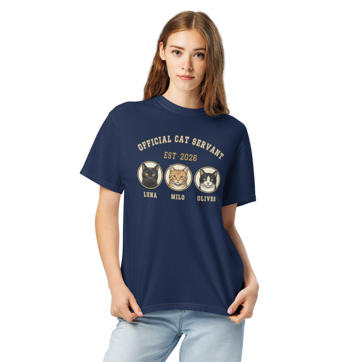 [CUSTOM] Official Cat Servant Shirt — Vintage Retro Cat Lover Heavyweight Tee